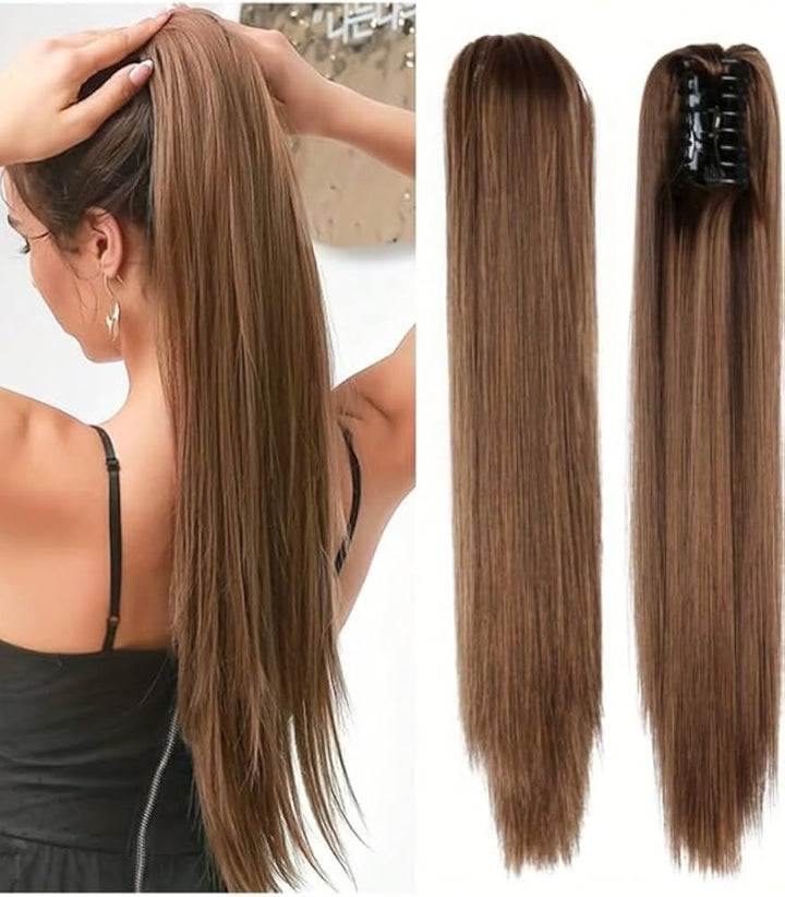 Gewellte 55 cm Pferdeschwanz Haarverlängerung, Damen Kunsthaar, für voluminöse und stilvolle Frisuren.