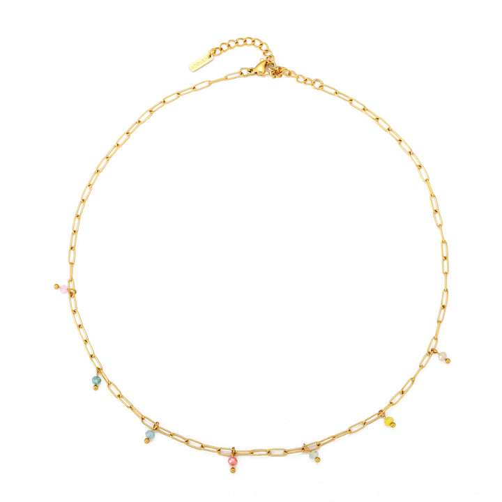 Vielseitiger Damen Edelstahl Choker mit PVD-Beschichtung, verstellbar und mit farbigen Anhängern für jeden Look.