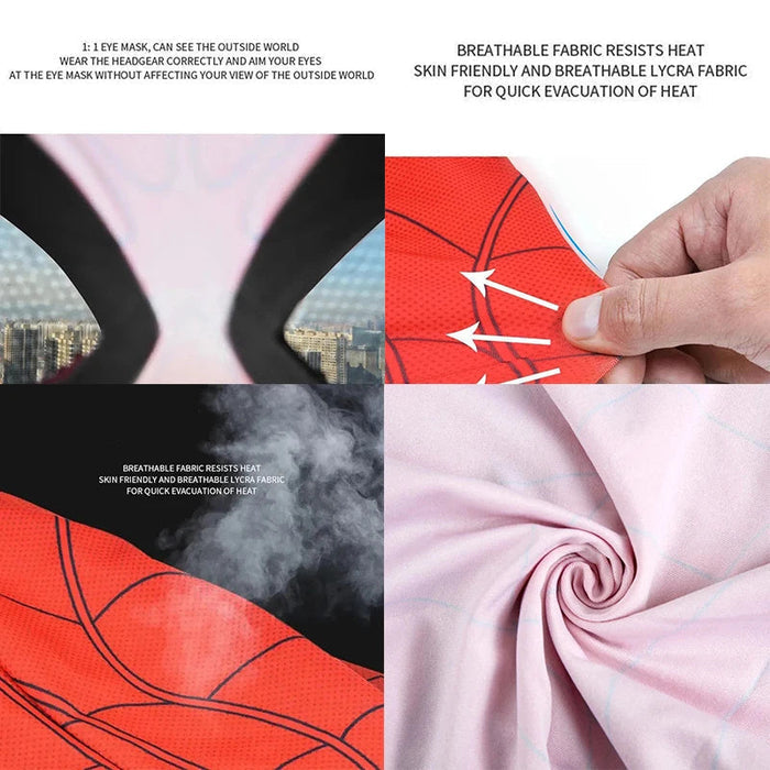 Kind trägt rote Superhelden-Maske mit Netzdesign. Ideal für Verkleidung, fantasievolle Welten & Kostümpartys.