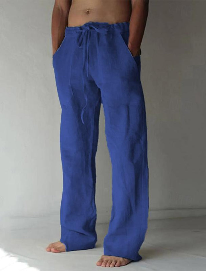 Hochwertige Herren Leinenhose Elias; bequemer Weitschnitt für einen lässigen, modernen Sommerlook.