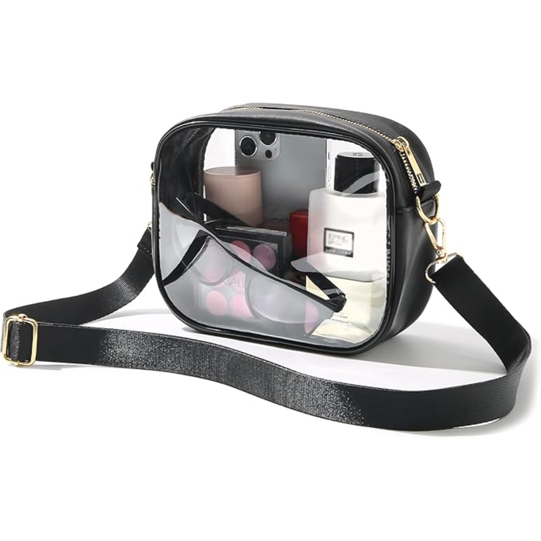 Transparente Damen Crossbody, praktisch für Events & Festivals. Handy, Schlüssel, Geldbörse sicher verstaut.