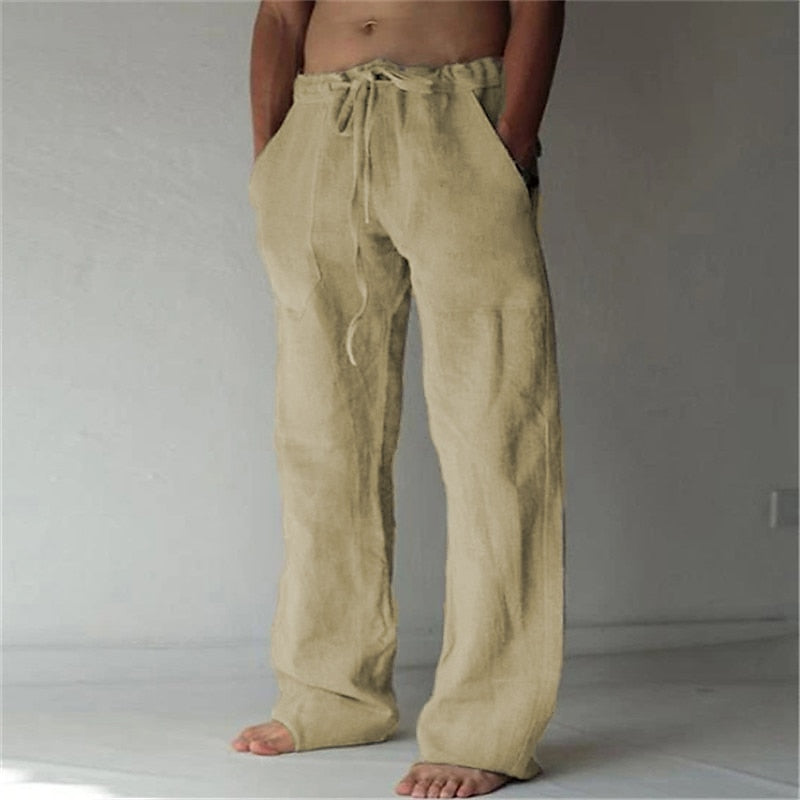 Bequeme Herren Sommerhose mit weitem Bein; leichte Leinenhose Elias für Urlaub & Alltag.