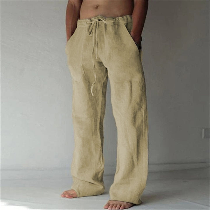 Bequeme Herren Sommerhose mit weitem Bein; leichte Leinenhose Elias für Urlaub & Alltag.