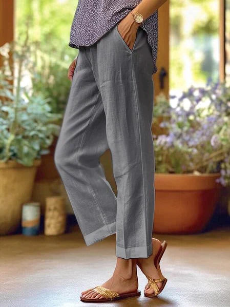 Trendige Damen Freizeithose mit weitem Bein & praktischen Seitentaschen, vielseitig für Reisen & Alltag.