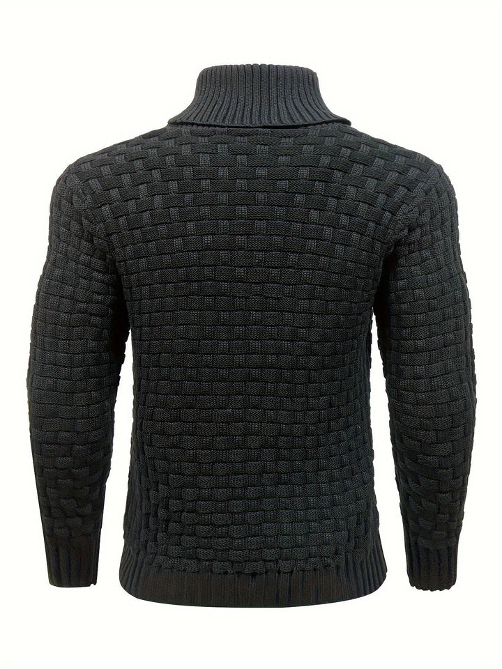 Vielseitiger Herren Pullover: Waffelstruktur, Schalkragen; ideal für Freizeit & Büro im Winter.