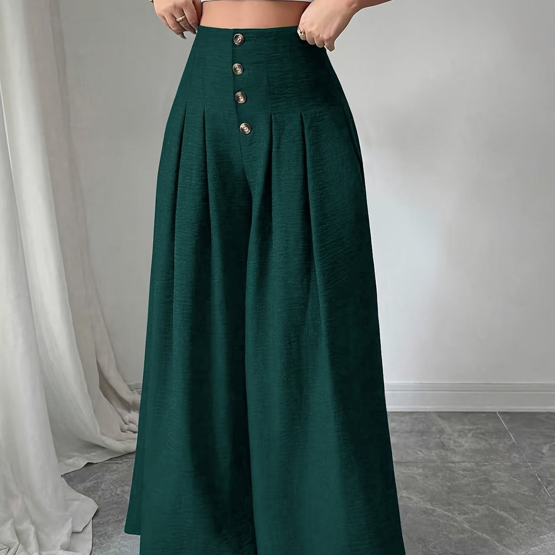 Trendige High-Waist Weitbein Hose Damen, elegant für Business & Alltag.
