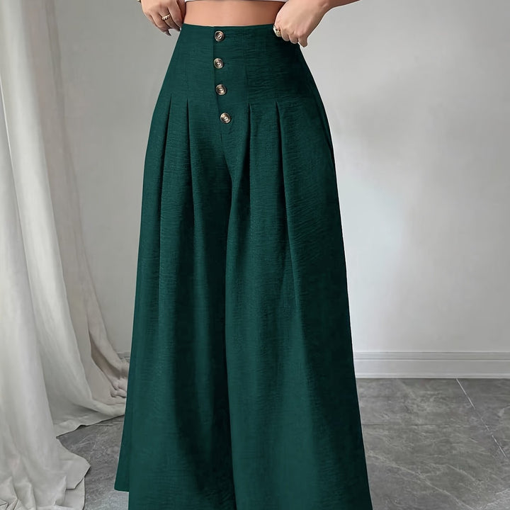 Trendige High-Waist Weitbein Hose Damen, elegant für Business & Alltag.