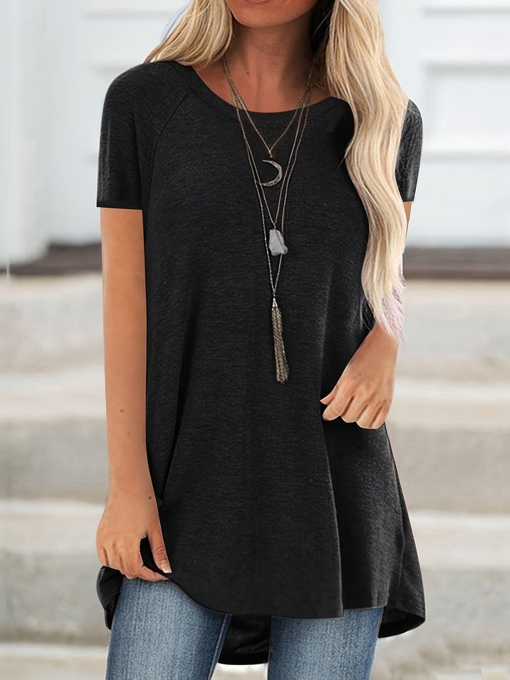 Weiches Damen Tunika Shirt, locker geschnitten, Kurzarm, ideal als bequemes Sommer-Oberteil.