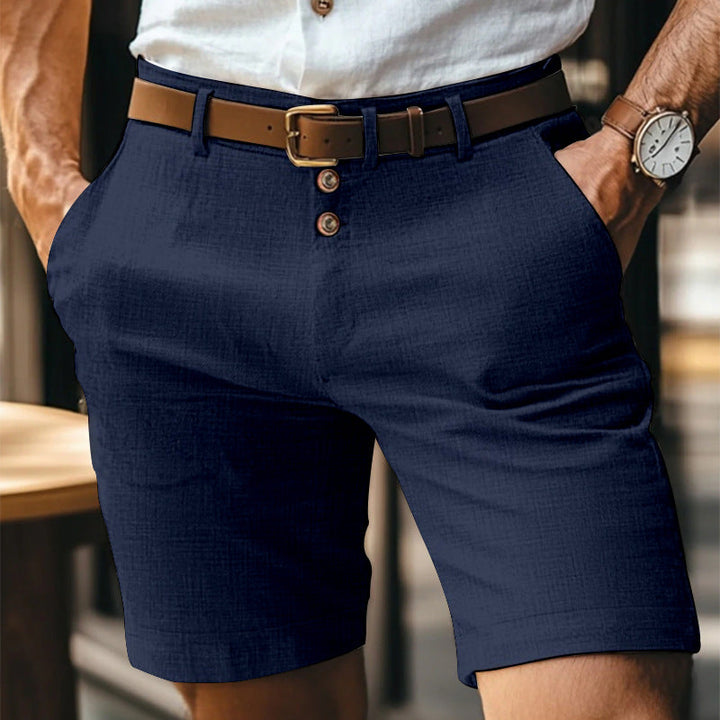 Herren Knopfleiste Shorts, Dunkelbraun, bequeme Passform, für entspannte Sommertage, vielseitig kombinierbar.
