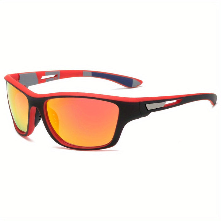Mann trägt polarisierte Herren Sportsonnenbrille Vayron beim Laufen. UV400 Schutz für Augen bei Outdoor-Aktivitäten.