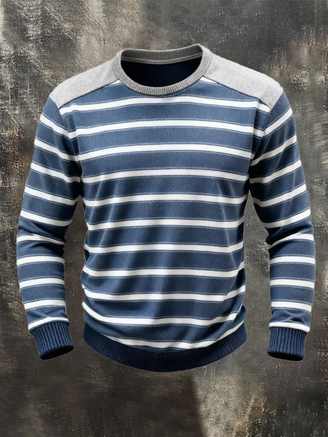 Herren T-Shirt gestreift in Grau-Weiß, kurzärmlig, ideal für Sommer & Alltag. Komfortabel & elastisch.