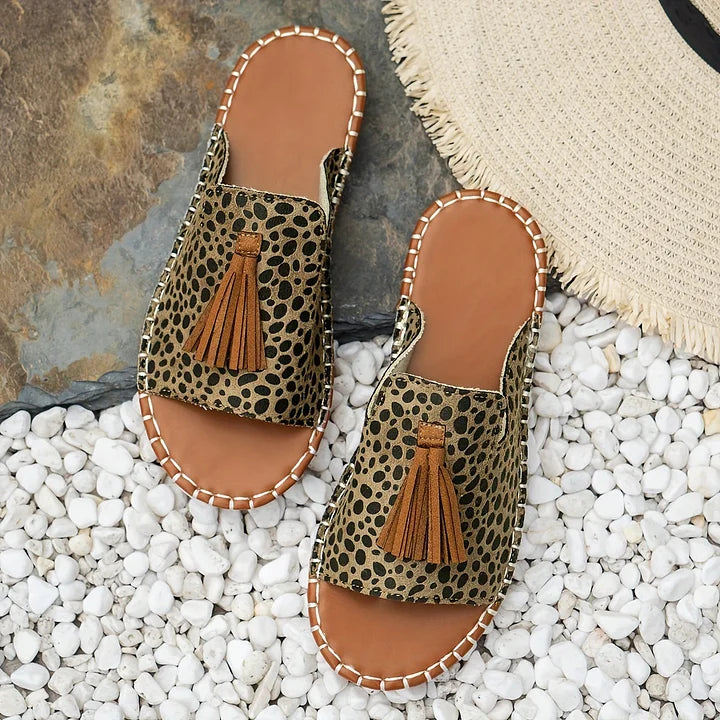 Modische Damen Komfort Sandalen, orthopädisch. Perfekte Sommerschuhe mit Quasten für Freizeit & Stil.