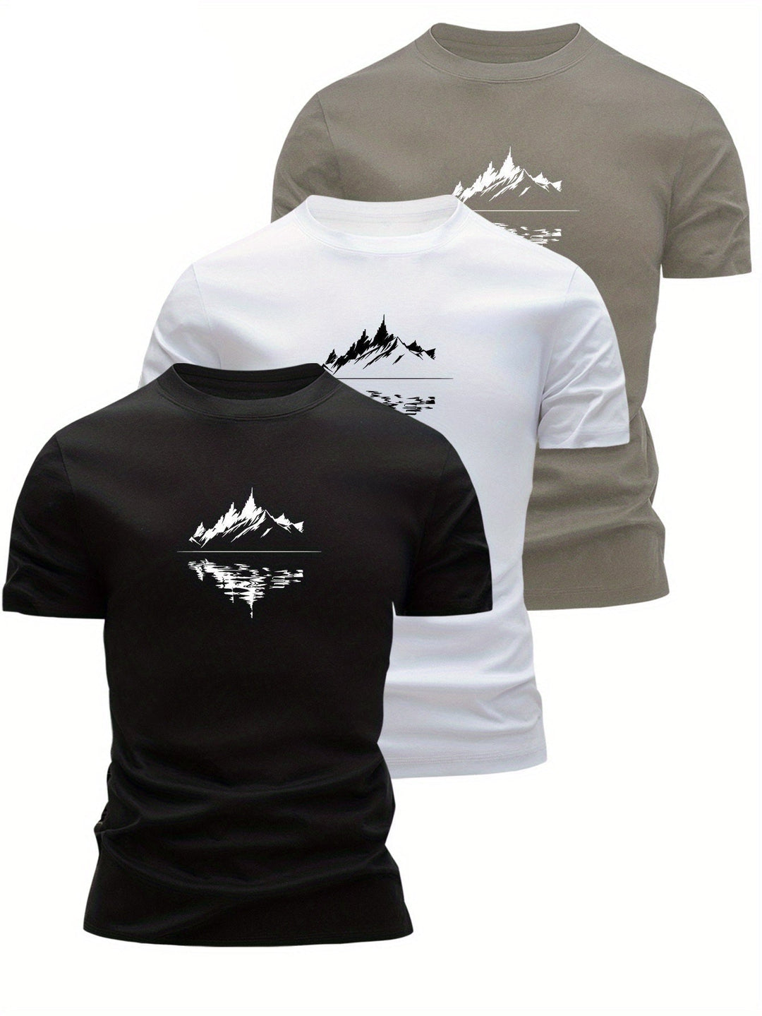 Herren T-Shirt mit stilvollem Bergmotiv, ideal für Freizeit & Outdoor. Kurzarm Grafikshirt für den Sommer.