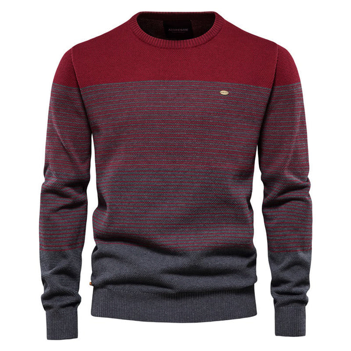 Komfortabler Herren Pullover, Rundhals, in schmaler Passform mit stilvollen Kontrastfarben. Perfekt für Freizeit.