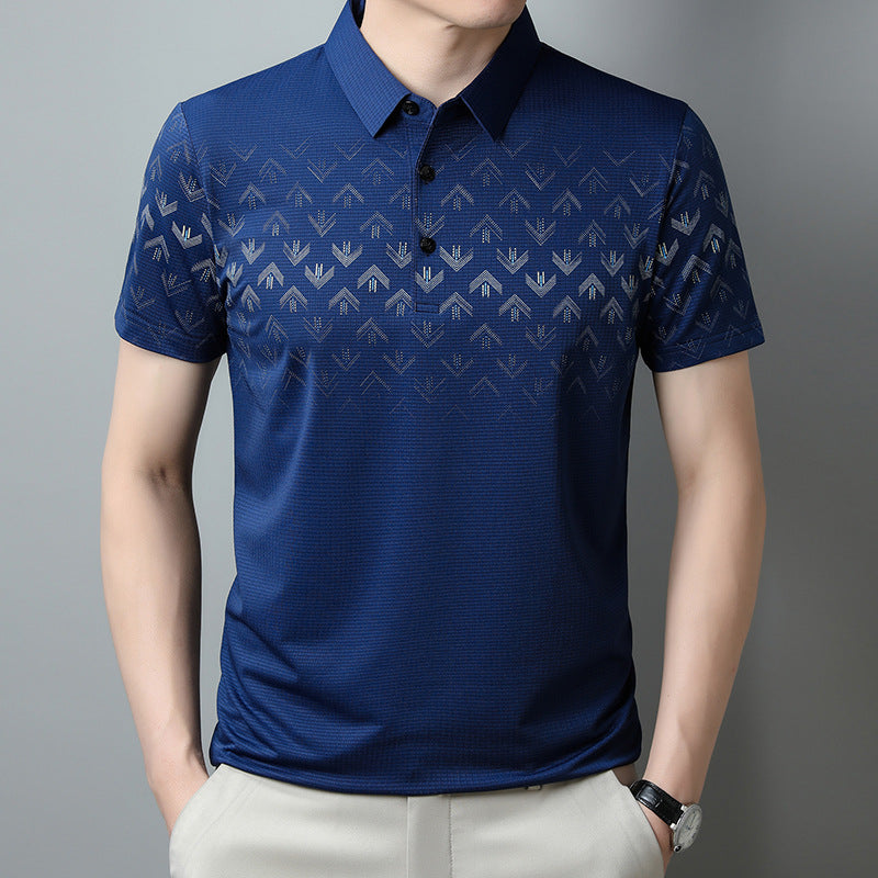 Schnelltrocknendes Herren Sommershirt mit stylischem Printmuster und Reverskragen, locker und bequem.