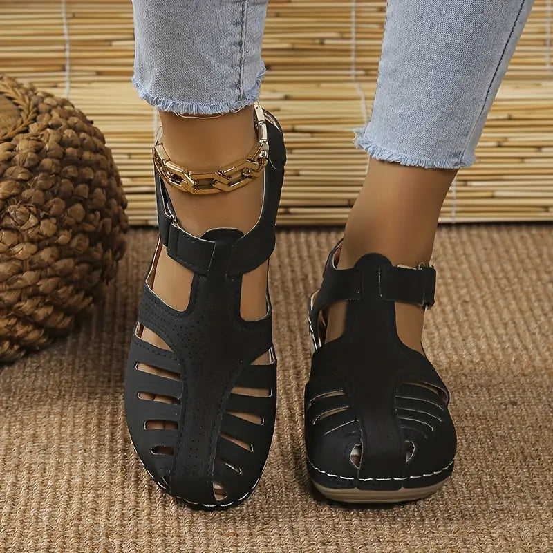 Damen Komfort-Sandalen "Mirella" mit orthopädischem Keilabsatz, ideal für gesunde Füße & Alltag.