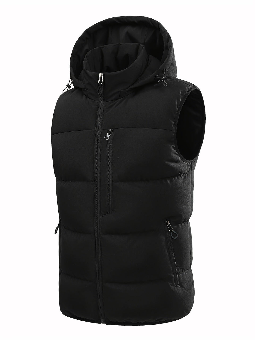 Zweifarbige Herren Outdoor-Weste, gesteppt mit Kapuze. Lässige und funktionale Oberbekleidung für Männer.