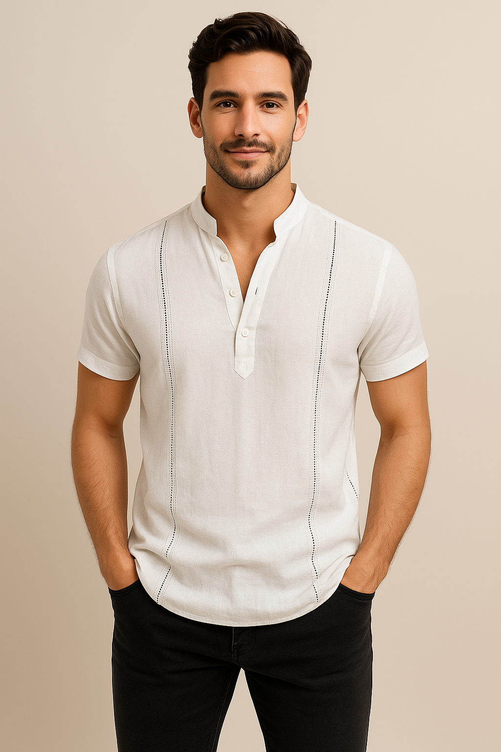Bequemes Herren Kurzarmhemd für den Sommer, ideal für Freizeit & Urlaub. Luftig & atmungsaktiv.