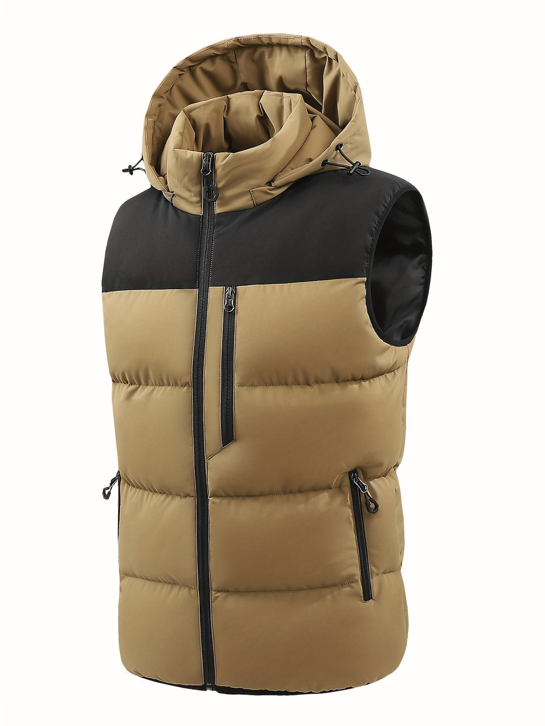 Komfortable Herren Freizeitweste, gesteppt und zweifarbig mit Kapuze. Perfekt für den casual Look.