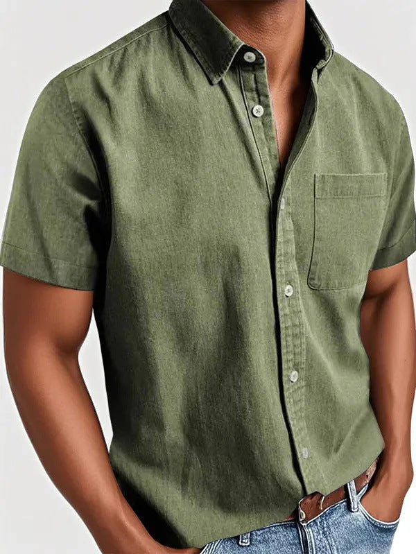 Herren Kurzarmhemd mit Polokragen & Brusttasche, bequem & lässig für Sommer & Alltag.