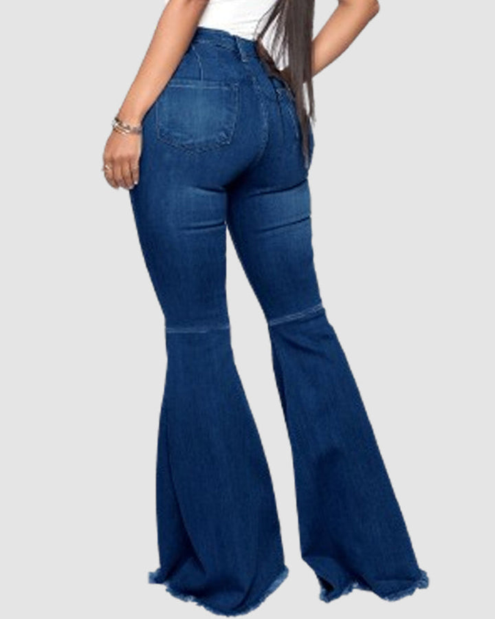 Modische High Waist Schlaghose für Damen, elastisch und bequem, mit einzigartigem Mehrfarb-Design.