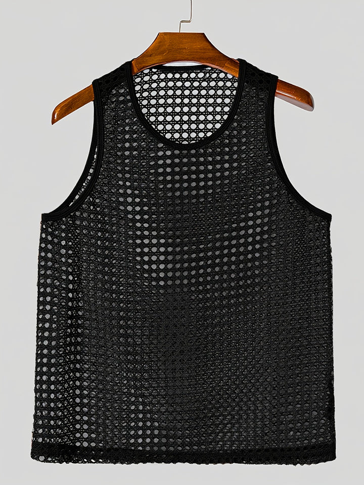 Herren Netz-Top mit luftiger Netzstruktur, ideal für den Sommer, Strand & sportliche Freizeitaktivitäten.