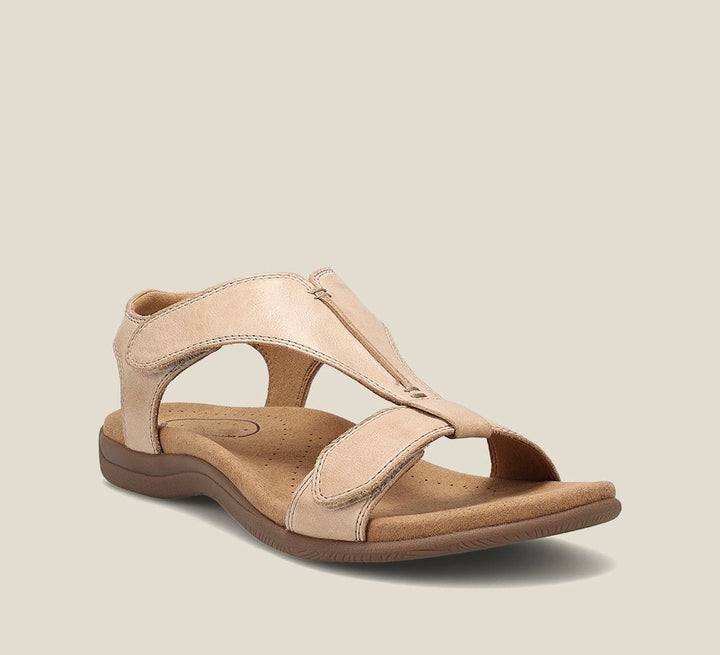 Blaue orthopädische Damensandalen, ergonomisch geformt, verstellbar und bequem für optimalen Halt.