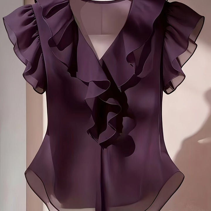 Vielseitige Damen Rüschenbluse. Perfekt für festliche Abende oder den Alltag.