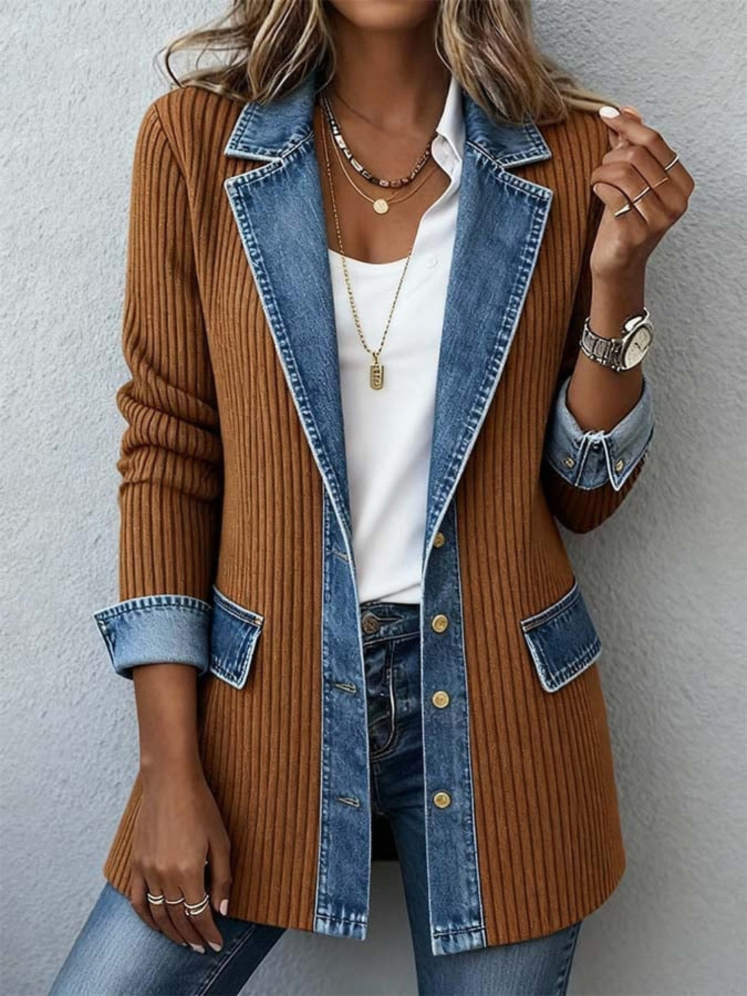 Schicker Damen Langarm Blazer, Ein-Knopf-Design für Frühling & Sommer Garderobe.