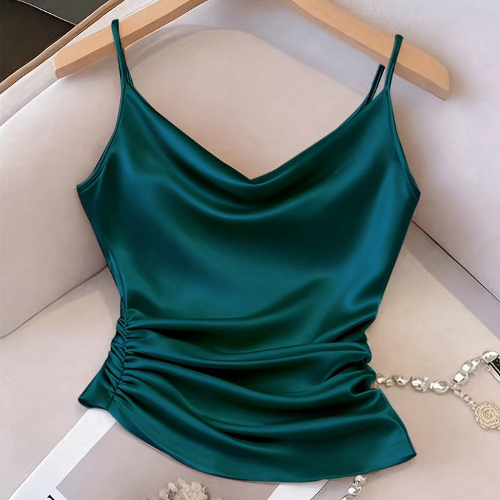 Zeitloses Damen Oberteil: Camisole mit elegantem Wasserfallausschnitt & filigranen Trägern.