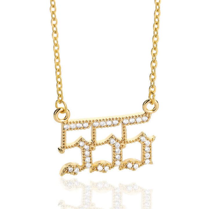 Elegante Zirkonia-Engelszahlen-Halskette für Damen, goldene Kette, edelstahl und langlebig.
