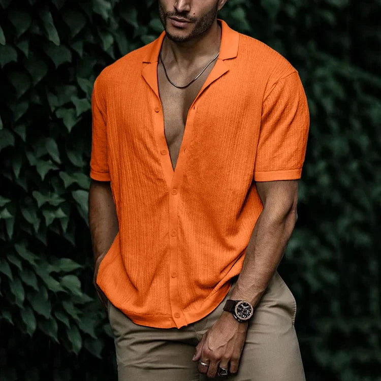 Atmungsaktives Herrenhemd, kurzärmelig, in Marineblau, ideal für lässige Sommer-Outfits.