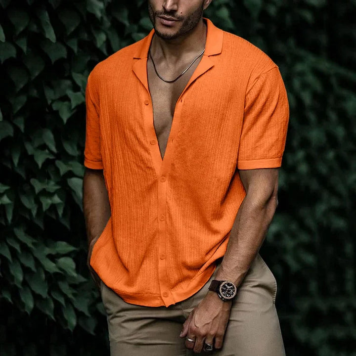 Atmungsaktives Herrenhemd, kurzärmelig, in Marineblau, ideal für lässige Sommer-Outfits.