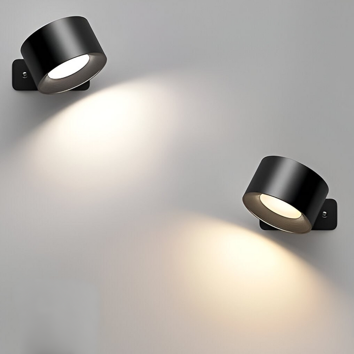 Akku-betriebene LED-Wandleuchte, dimmbar, ideal als Leselampe für gemütliche Abende.
