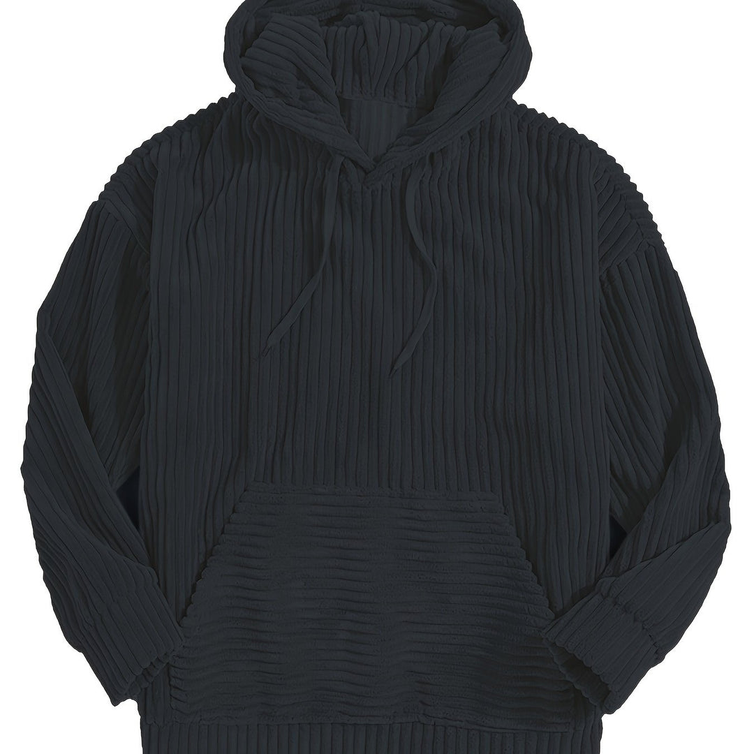 Vielseitiger und bequemer Rippstrick Hoodie, unisex, mit Kapuze und Kängurutasche; perfekt zum Entspannen.