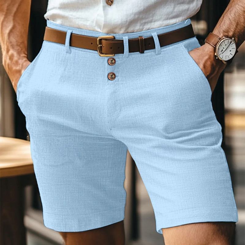 Stilvolle Herren Sommer Shorts schwarz, mit auffälliger Knopfleiste, komfortabel & langlebig.