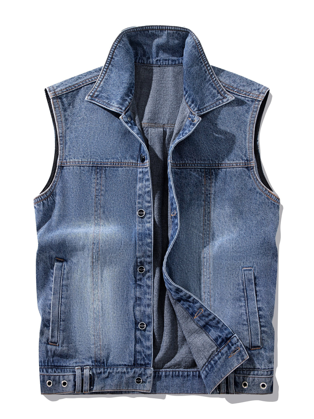 Stylische ärmellose Herren-Jeansweste aus Denim für Freizeit und Übergang. Streetwear-Essentials für Urban-Mode.