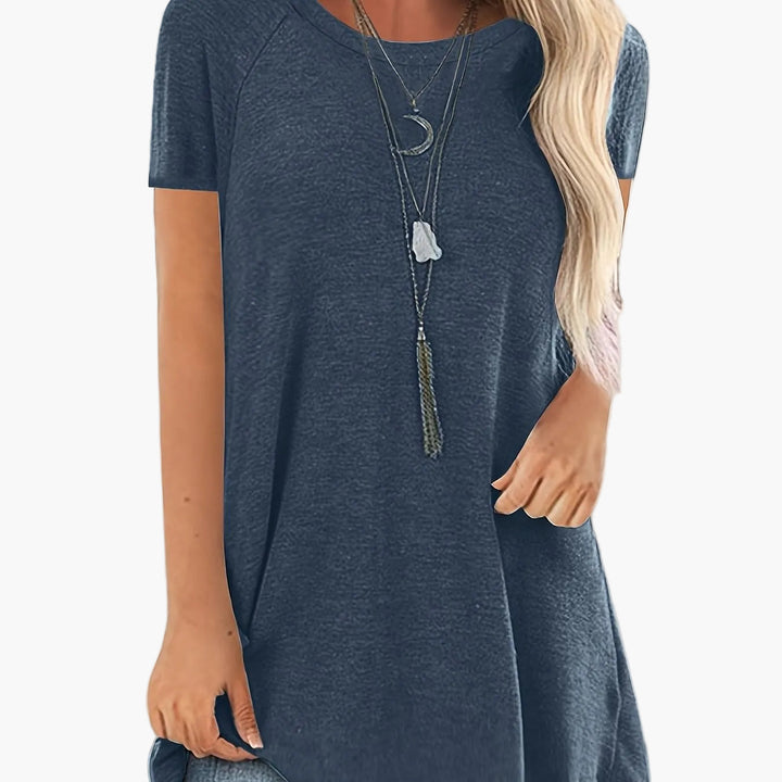 Lässiges Damen Tunika T-Shirt, locker geschnitten, Kurzarm, für entspannte Wochenend-Outfits.
