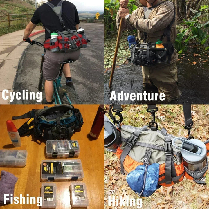 Detailansicht der ultraleichten wasserdichten Travon Outdoor-Gürteltasche mit Reißverschluss.