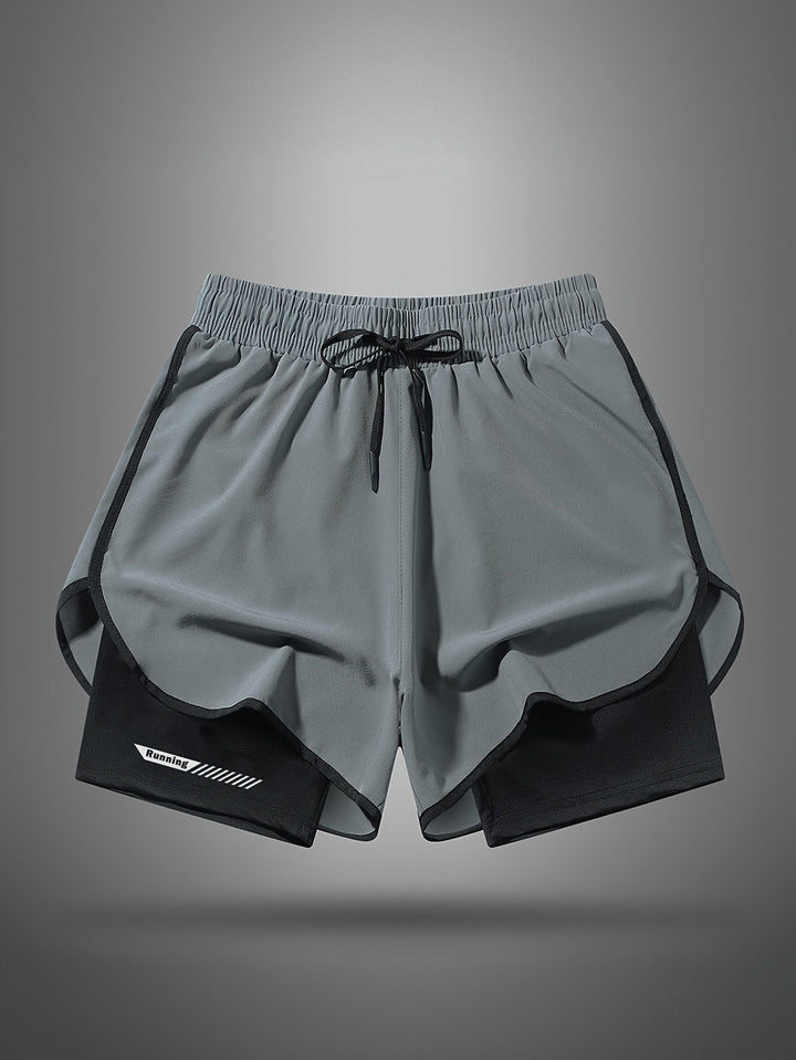 Herren 2-in-1 Laufshorts für Training & Jogging, atmungsaktiv, mit Innenhose und bequem.
