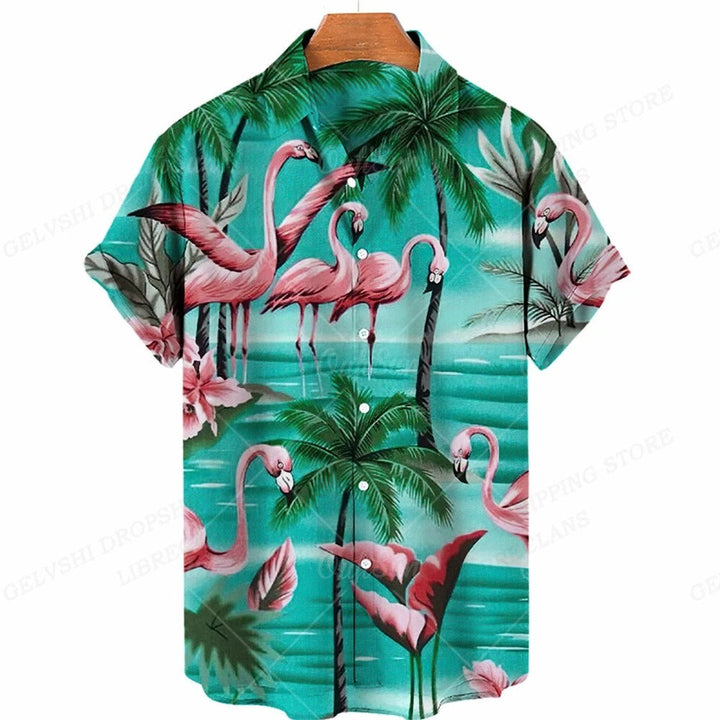 Exotisches Flamingo Hemd für Herren, ein Highlight für jede Sommergarderobe, tropisch.