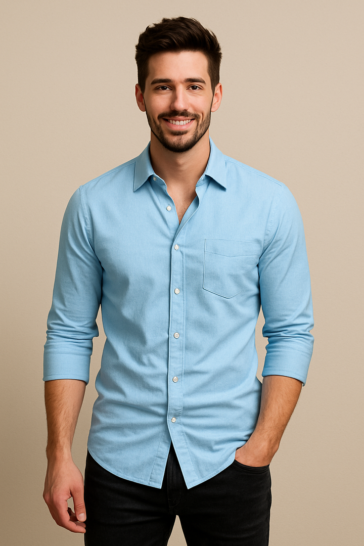 Modernes, atmungsaktives Herren Langarmhemd, körpernah & stretchig für Sommer-Styles.