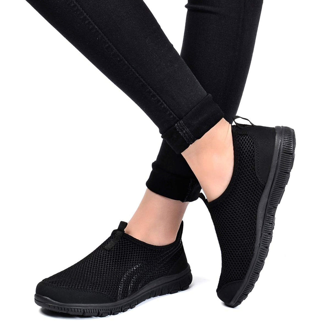 Detail der leuchtenden LED-Sohle der Damen Lauflicht Sneakers. Für sicheren Halt & Sichtbarkeit.