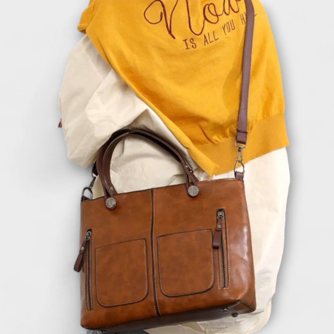 Geräumige Damen Lederhandtasche für Alltag & Business. Vielseitig, elegant und strapazierfähig.