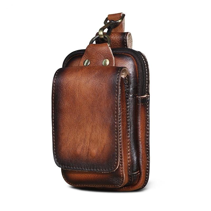 Kompakte Herren Leder Gürteltasche zur sicheren Aufbewahrung wichtiger Dinge auf Reisen.