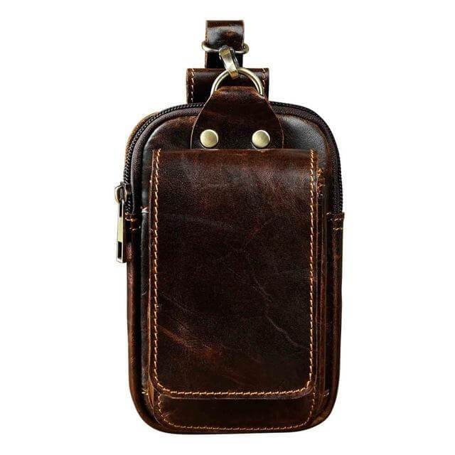 Dunkelbraune Echtleder Bauchtasche für Herren, ein stilvolles & praktisches Accessoire.