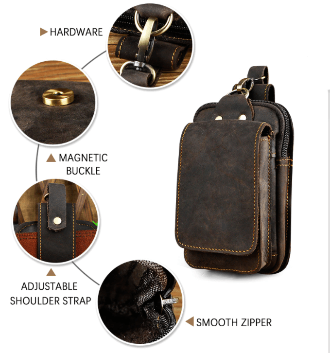 Premium Leder Gürteltasche für Herren, langlebig & zeitlos im Design.
