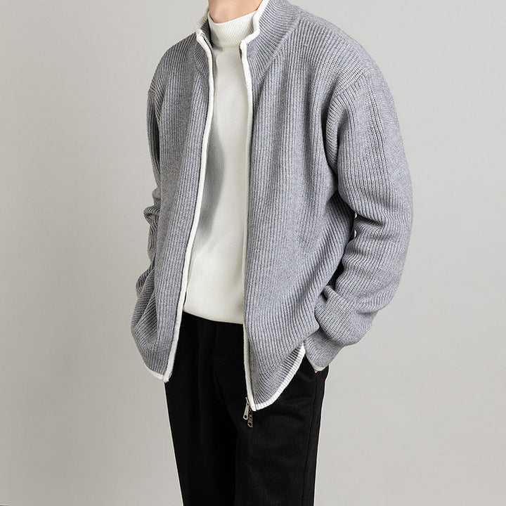 Bequemer Herren Strickcardigan, offenes Design, Langarm. Stilvolle Herren Strickjacke für Freizeit.