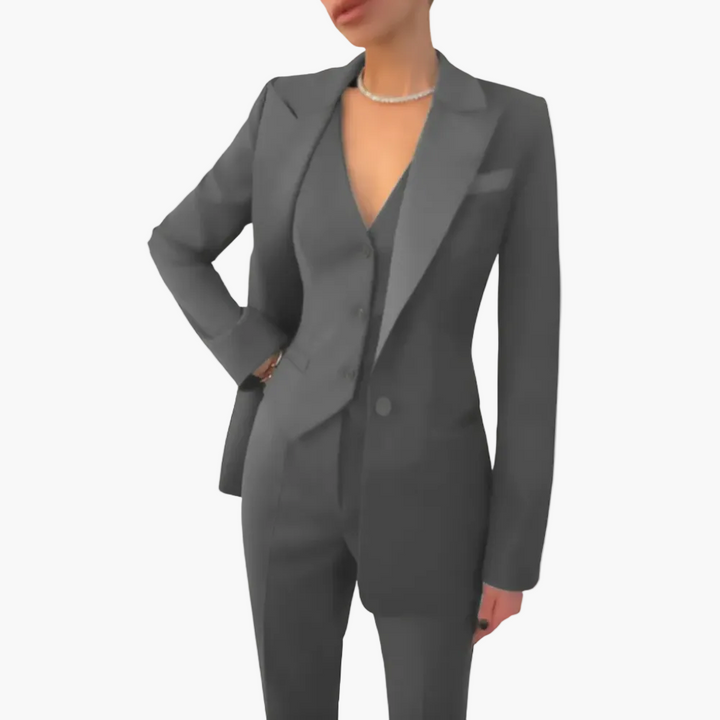 Hochwertiges Business Set für Damen: Blazer, Weste & Hose. Vielseitige Bürokleidung & Anlassmode für Frauen.