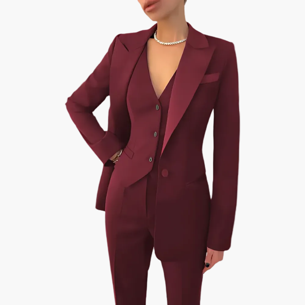 Professioneller Damenhosenanzug: Stilvoller Blazer, Weste und Hose. Perfekt für Geschäftstermine & Events.